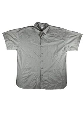 True Vintage 80s 90s XL Beige Pockets Button Up Shirt Barber Guayabera CubanMade